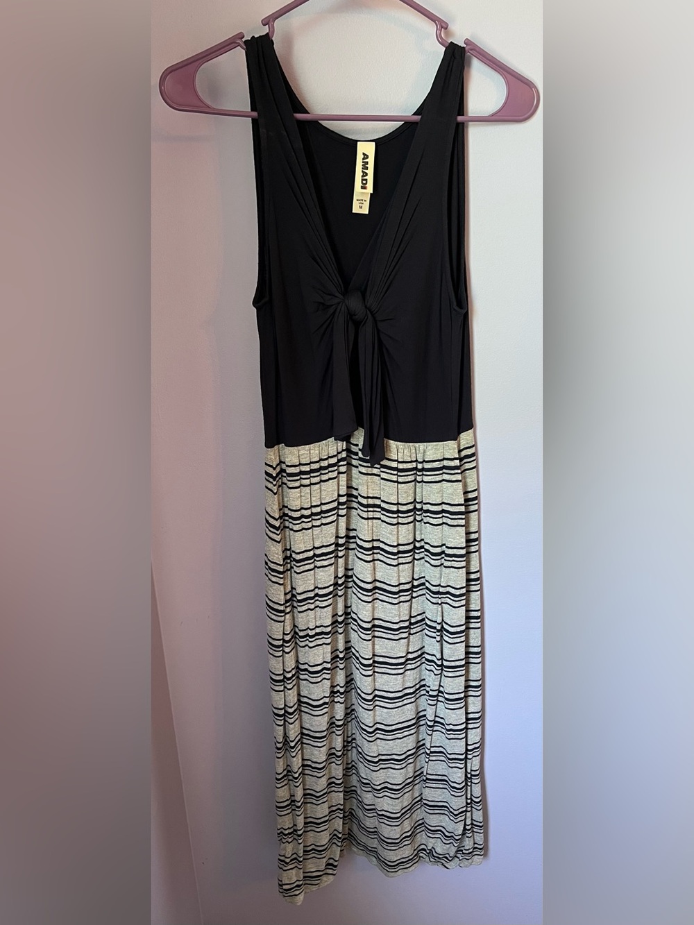 Black & Grey Striped Maxi Dress